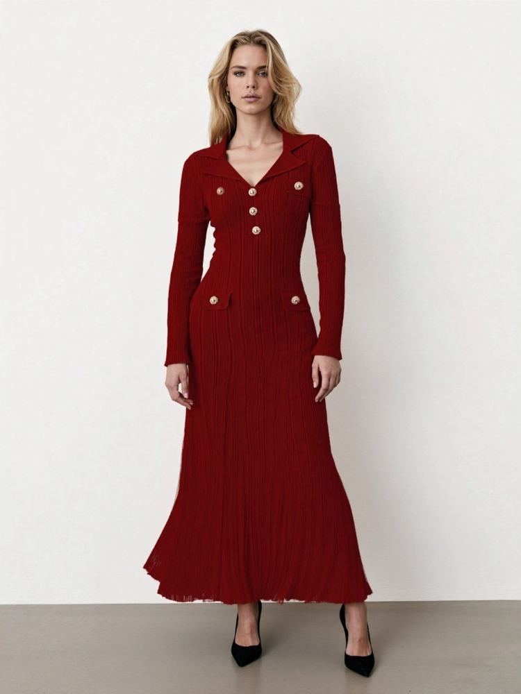 Winter Clothing In French - Nieuwe herfst- en winterjurk met lange