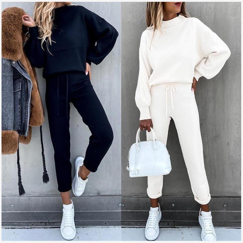 Winter Clothing Color - Verdikte Casual T-shirtset met hoge kraag,