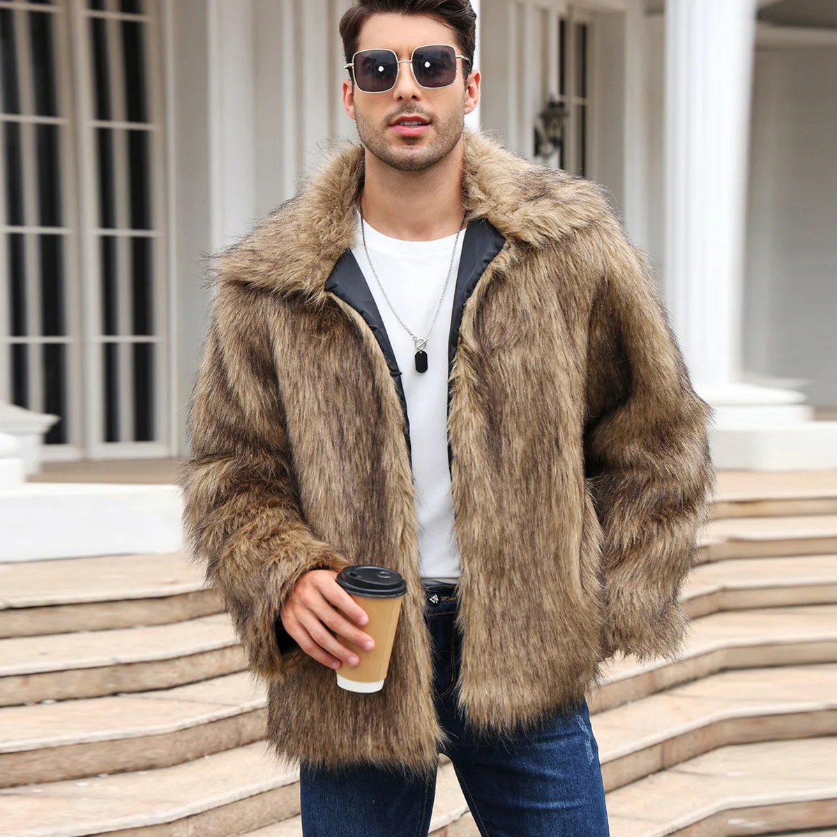 Winter Clothing Uae - Mannen Faux Vossenbont Jas Jas Winter
