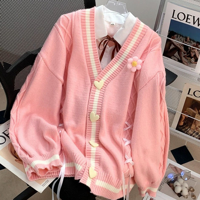 Winter Clothing Factory Outlet - Japanse stijl schattige bloem gebreid vest
