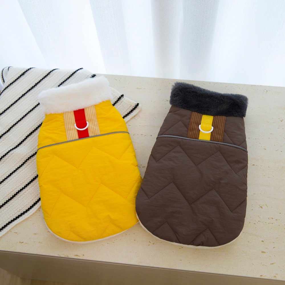 Winter Clothing In French - Winterjas voor honden met bontkraag, warme