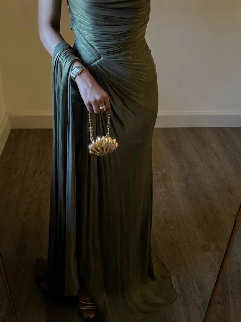 Winter Clothing Color - Luxe feestjurk maxi-jurk dames casual groene