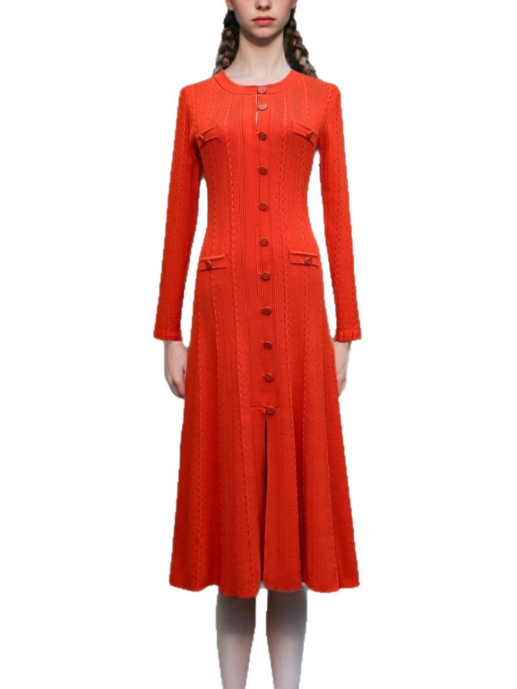 Jurk met ronde hals en lange m - Winter Clothing In French recensie en prijs