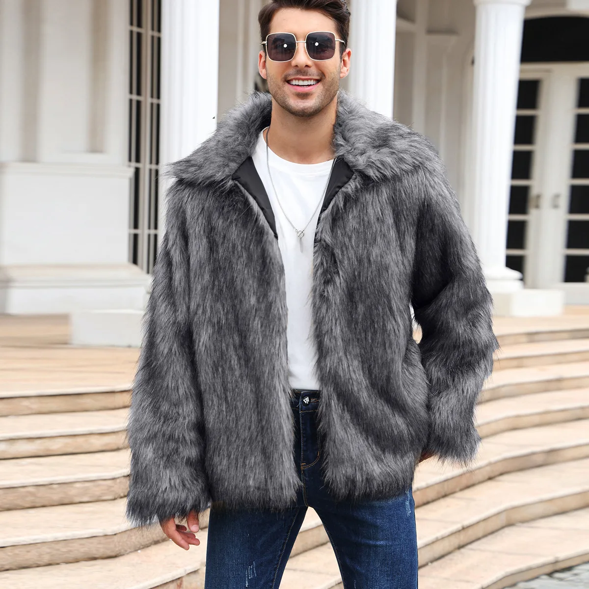 Mannen Faux Vossenbont Jas Jas - Winter Clothing Uae recensie en prijs